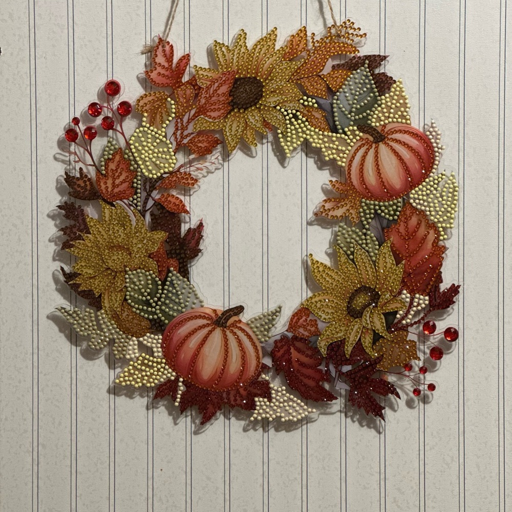 Autumn Harvest Wreath with Sunflowers and Pumpkins